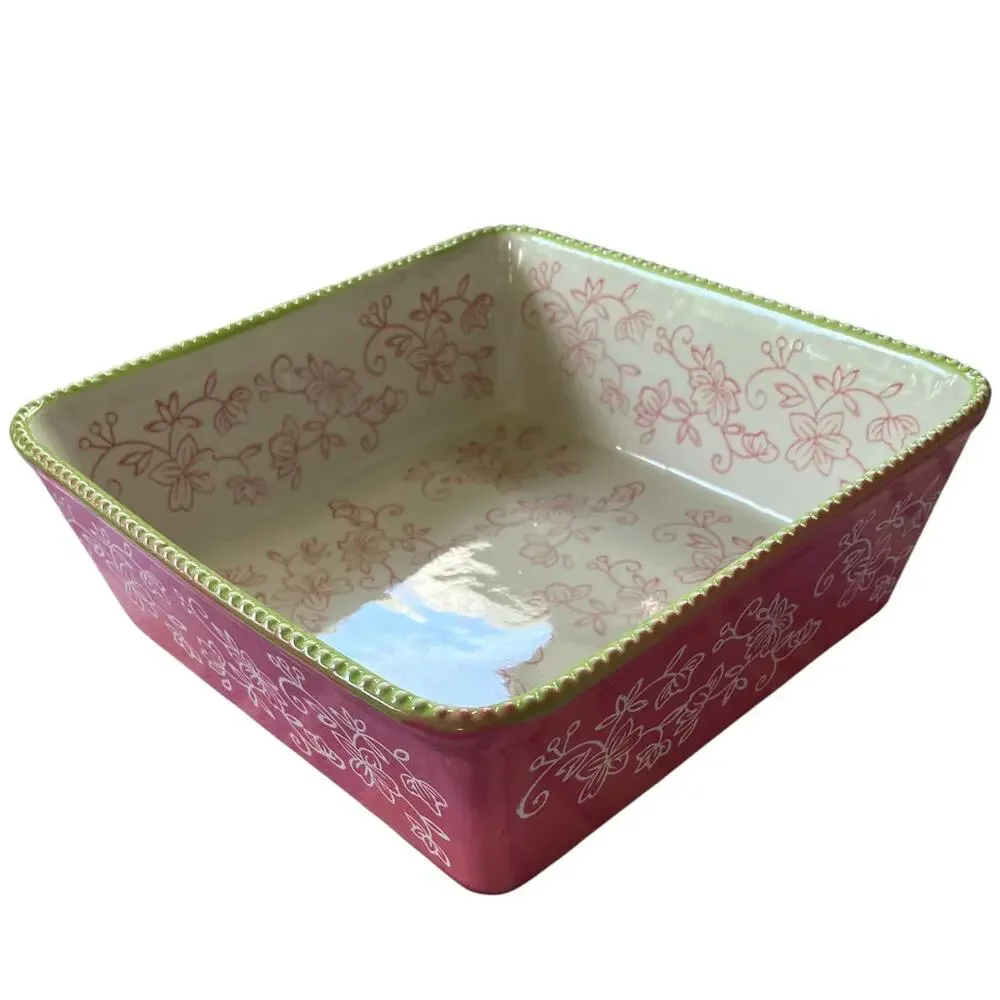 Temp-tations by Tara Square 1.5 Qt Baking Dish Floral Lace Oven Microwave Safe